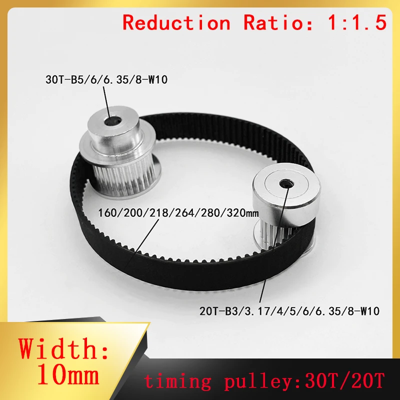 

Tensioning Wheel Synchronous Belt Pulley Set 2gt 2m 30 20 Teeth Gt2 Reduction Ratio 1:1.5 Aperture 3-8mm Width 10mm 3d Printer