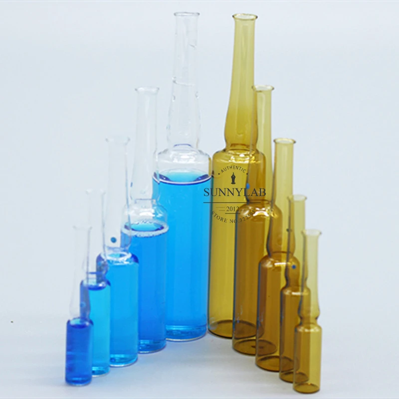 100pcs/lot Glass ampoule Transparent/Brown Injection Bottle easy breaking Curved neck easy to fold ampoules glass ampoule