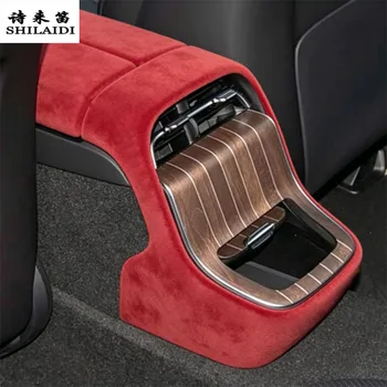 Suede leather For Mercedes Benz E Class W213 W214 2016-2026 Car Rear Air Vent outlet Anti-Kick Sticker Stowing Tidying Armrest 1