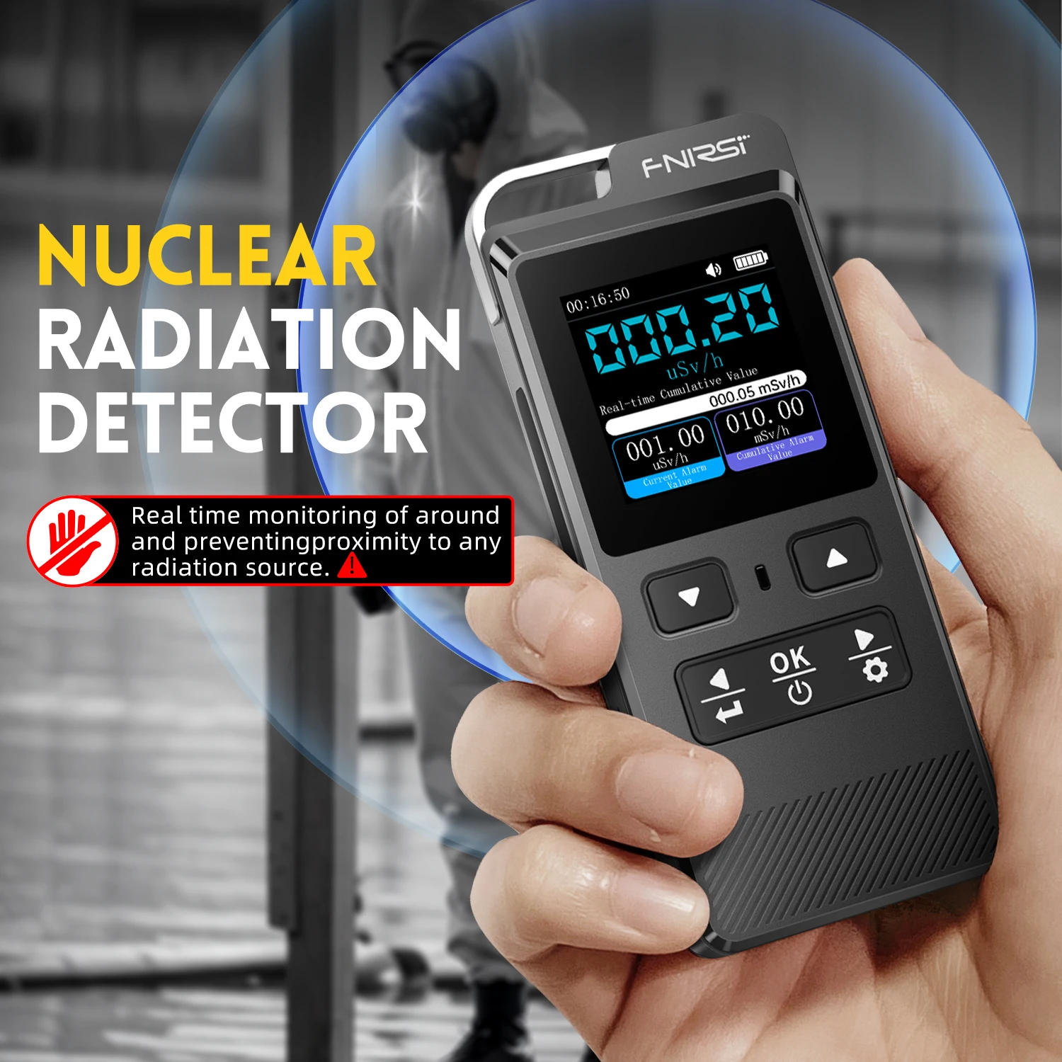 Radiation Detector Geiger Counter FNIRSI GC-02 Geiger Counter Nuclear Radiation Detector X-ray &gamma;-ray &beta;-ray Radioactivity Detector Personal Dosimeter Rechargeable