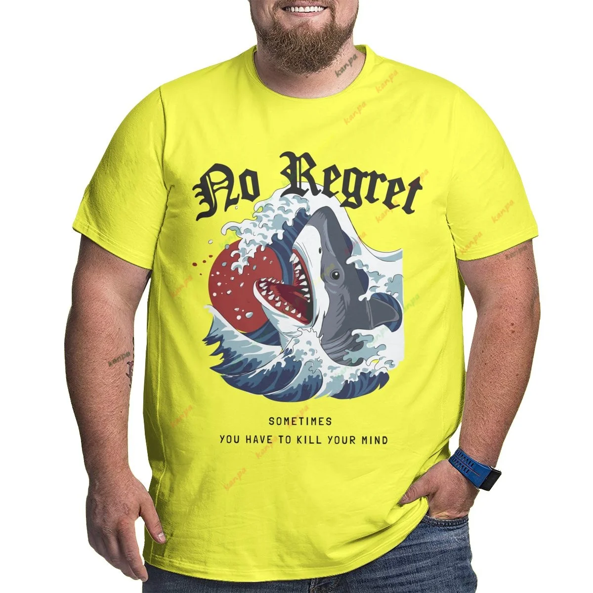 

shark king Printed pattern Summer Men's T-shirts Loose short sleeved Hip-hop Oversized Sweatshirt 6XL