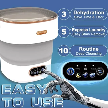 15L Collapsible Washing Machine with Dryer & Spinner, Portable Mini Washer for Socks Underwear, Travel & Apartment Laundry 1
