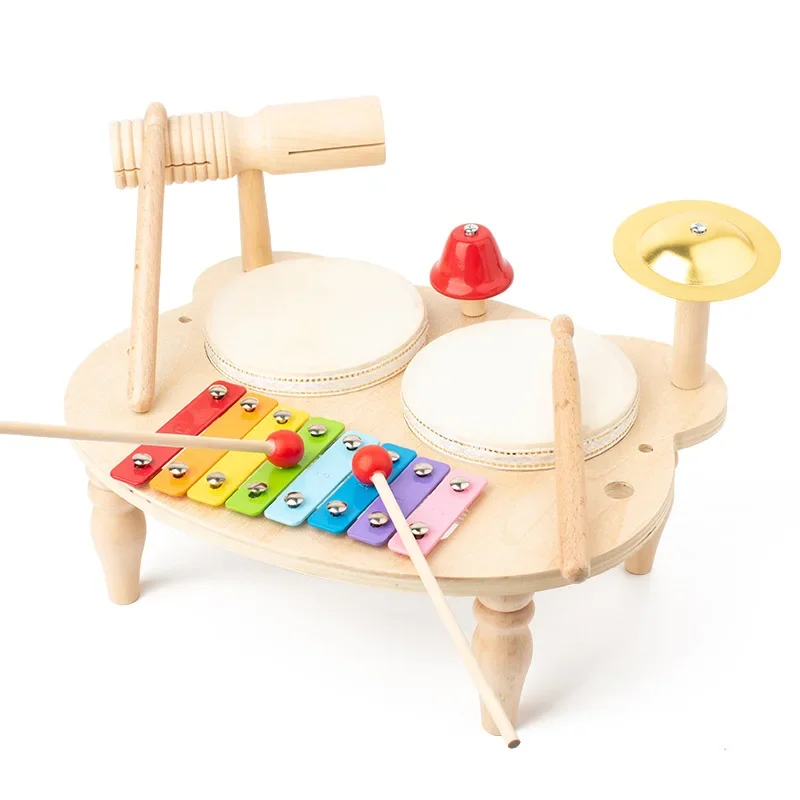 Baby Musical Instrument Montessori Preschool Music Toy Kids Drum Set Xylophone Tambourine Birthday Gift for Boys and Girls