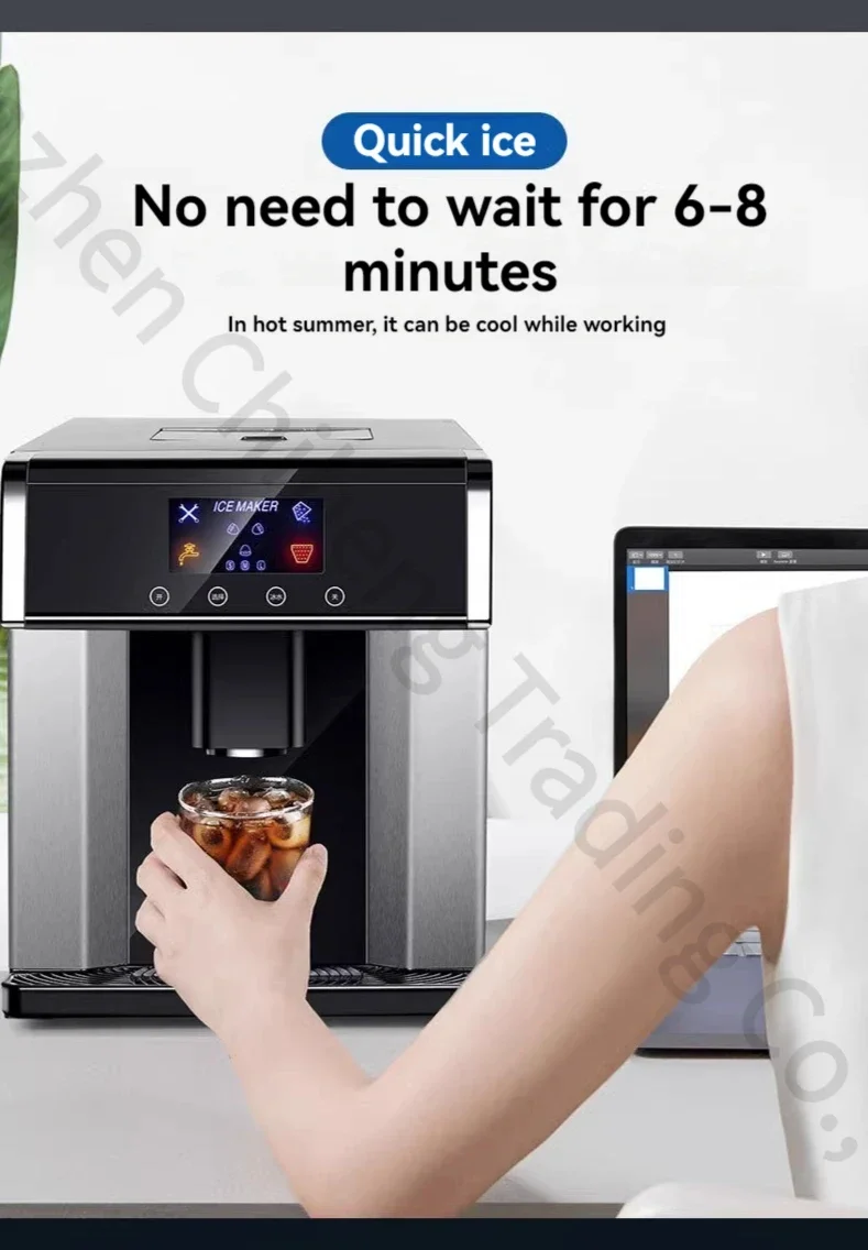 15kg/24H Commercial Automatic Ice Cube Maker Household Portable Stainless Steel Ice Maker