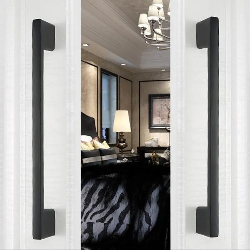 KK&FING 1PC Simple Black Aluminum Kitchen Cabinet Door Handles Drawer Pulls Glass Cabinet Wardrobe Door Pulls Furniture Hardware 2