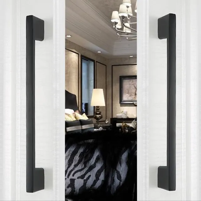 KK&FING 1PC Simple Black Aluminum Kitchen Cabinet Door Handles Drawer Pulls Glass Cabinet Wardrobe Door Pulls Furniture Hardware 2