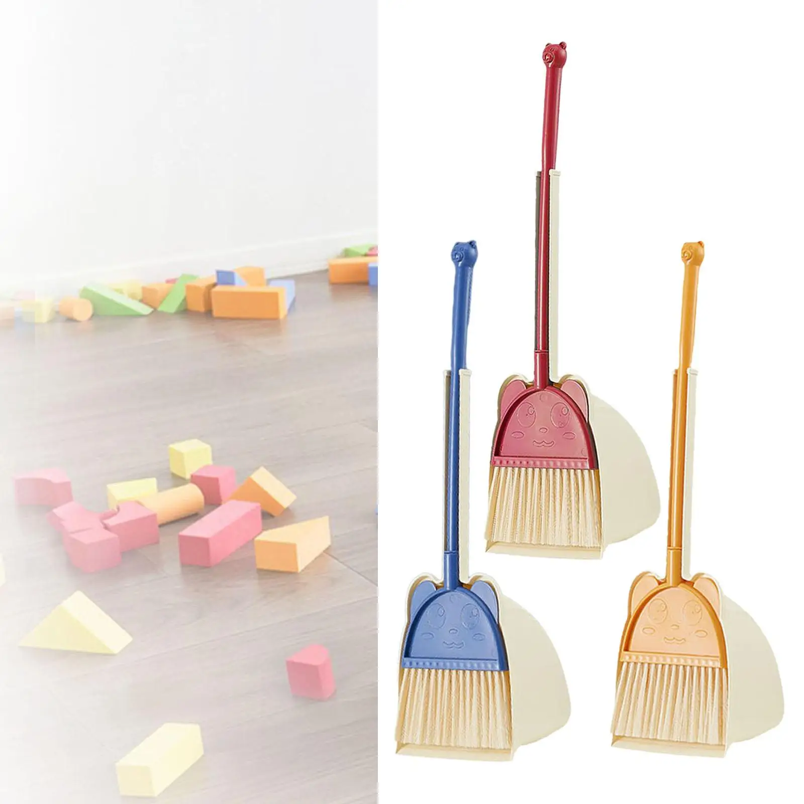 Playhouse Cleaning Toy Mini Broom with Dustpan for Kids Broom for Kindergarten Preschool Age 3-6 Years Old Boy Girls