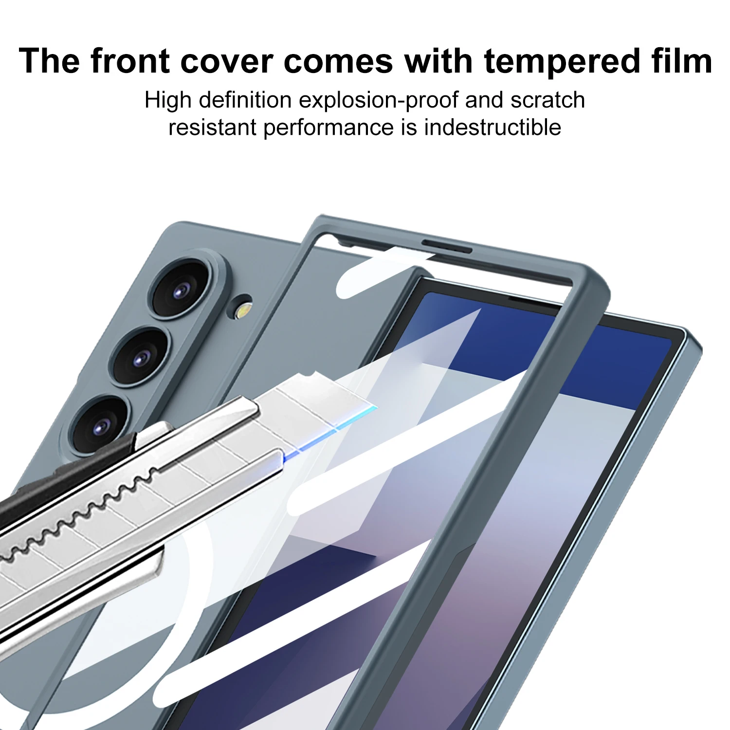 Ultra-Thin Magnetic Wireless Charging Phone Case with Tempered Glass Protector
