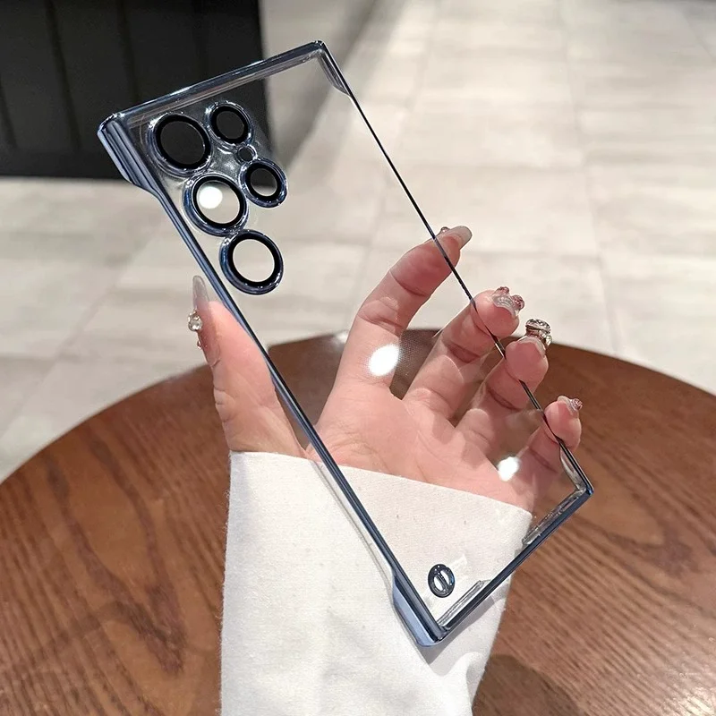 Premium Plating Frameless Transparent Case with Camera Lens Protection