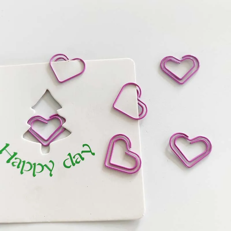 20Pcs 하트 모양의 종이 클립 금속 바인더 클립 문서 메모 정렬 스크랩북을위한 장식 사무실 문구류