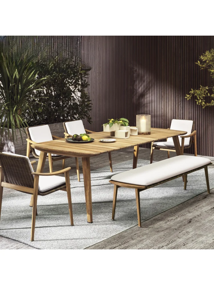 

Desk-Chair Nordic Leisure Terrace Garden Courtyard Rainproof and Sun Protection Dining Table Hotel Cafe Rattan Grapefruit Table