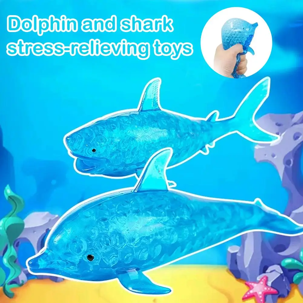 Quetschbarer Hai-Delfin Stressball, dehnbares Quetschspielzeug, weiches sensorisches Fidget-Spielzeug für Kinder und Erwachsene, Angstlinderung, Schreibtischdeko, Geschenk