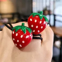 2Pcs Shiny Strawberry Hair Accessories Children Rubber Bands Scrunchies Elastic Hair Bands Girls Headband Decorations Ties Gum 1
