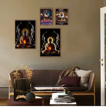 Immagini su tela Buddismo Poster Decorazione da parete Dio Buddha Stampe d'arte Dipinti sul
