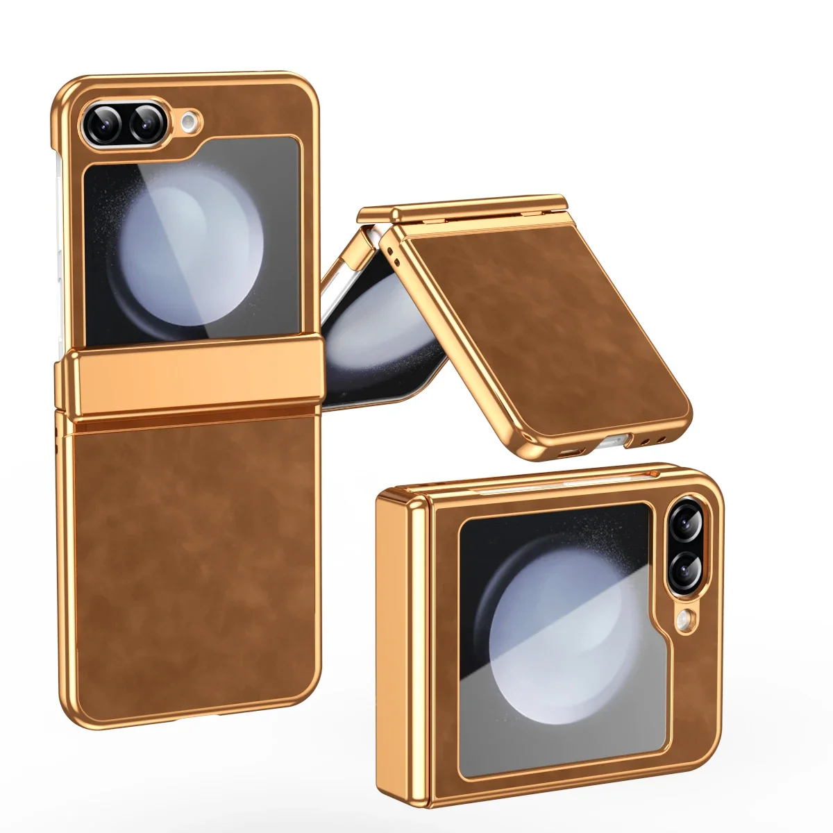 Elegant Leather Folding Phone Case with Shockproof Shell Protection