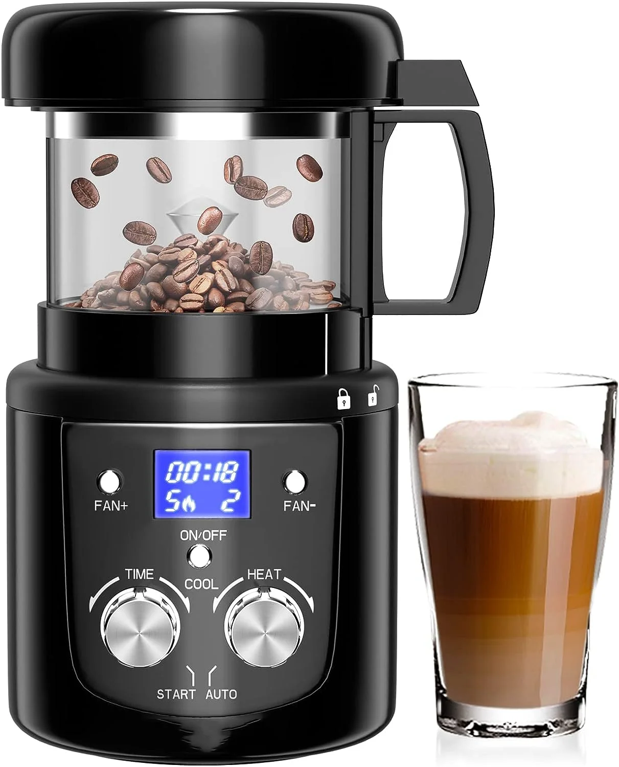 

Bean Roaster Machine for Home Use, Coffee Roaster with Visual Thickened Glass, Auto&Diy Mode 110V~120V,1400W