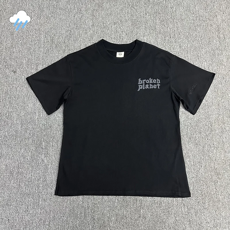 

Футболка с принтом сломанной планеты для мужчин и женщин, повседневная простая Классическая рубашка из хлопка с рукавами и вышивкой, с логотипом из пенопласта
