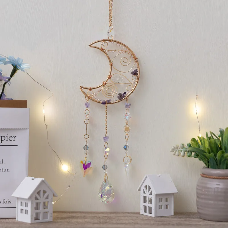 7 Chakra Crystal Gems Sun Catchers Hanging Home Ornaments Raw Natural Stone Agate Amethyst Tree of Life Reiki Decoration Gifts 3