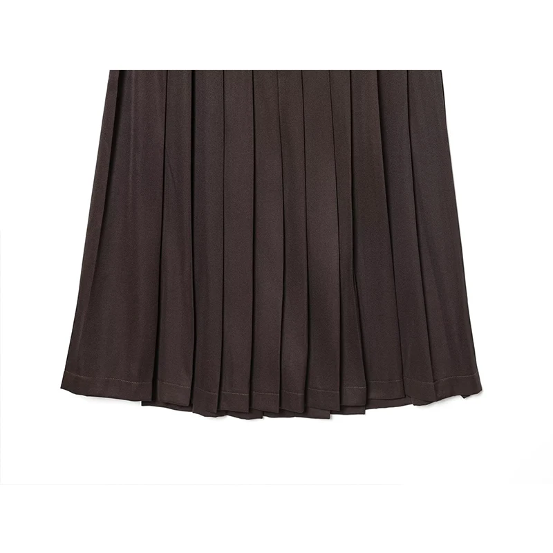 Women Wide Pleated Midi Skirt Party Long Skirts 2026 New Fashion Lady Spring Summer High Street Casual Skirts ﻿Mujer