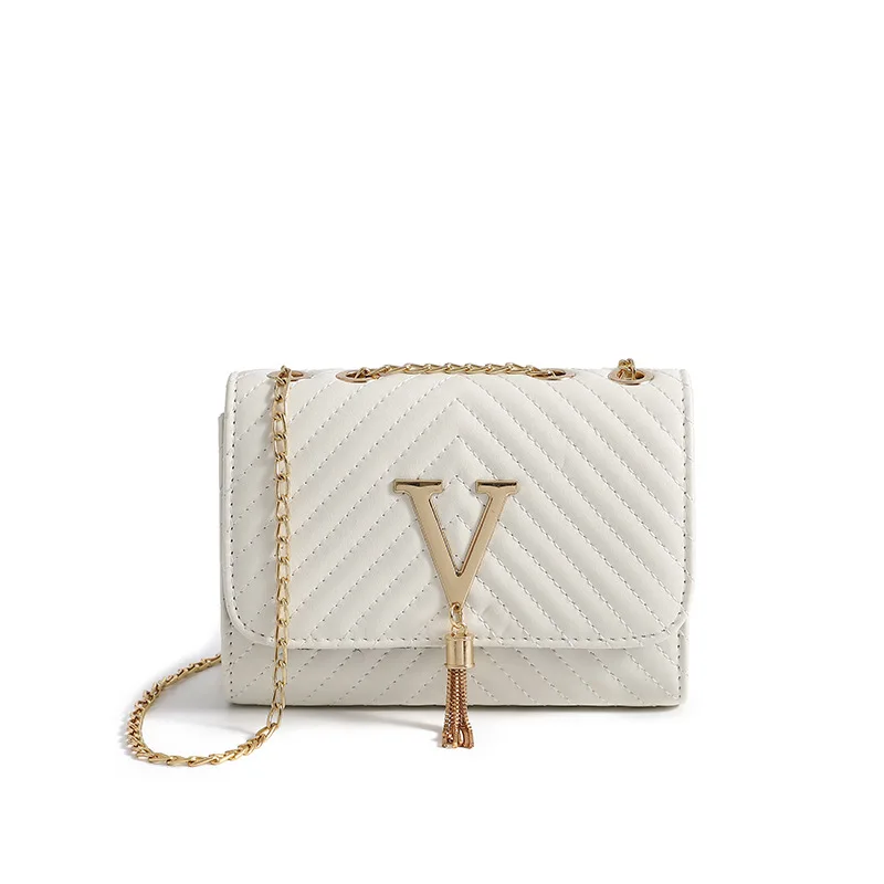 

2022 New Small Messenger Bag For Women Trend Rhombus Chain Ladies Bag V Letter Fashion Tassel Crossbody bag