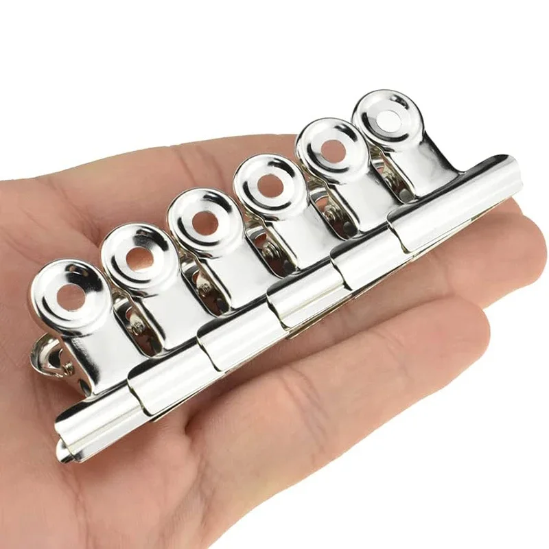 6Pcs Bulldog Clips Chip Clips Food Clip Stainless Steel Multi-functional Metal Clamp Binder Paper Kitchen Home Office alligator clips