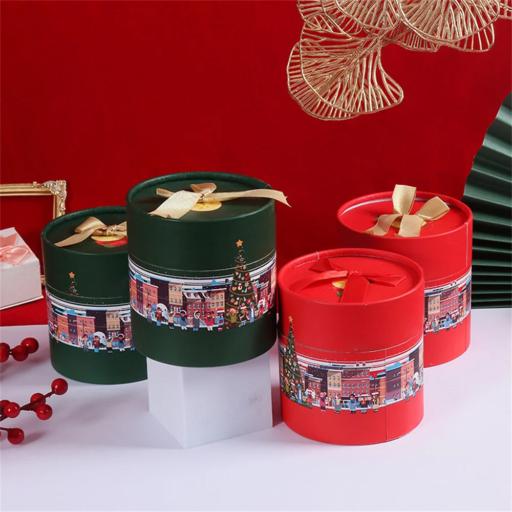

Christmas Candy Box Christmas Eve Apples Cookie Gift Packaging Boxes Mousse Cake Dessert Hug Bucket Xmas Party Home Decoration
