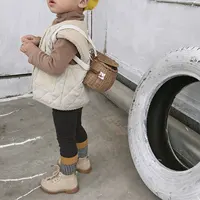 Kids Bike Basket Simple Lid Design Adjustable Strap Light Sturdy Kids Rattan Basket for Cycling School Travel Kids Rattan Basket 2