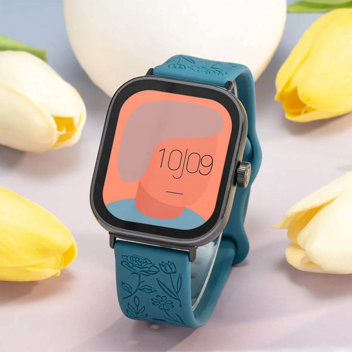 Magnetic Silicone Smartwatch Strap with Carvings Design - Universal Fit Bracelet Accessory
