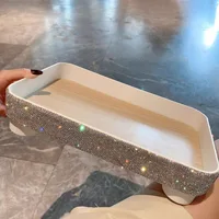 Women's Diamond Cosmetics Tray Organizer Storage Jewelry Multipurpose Storage Tray Bathroom Storage Box Case Sparkling Organizer 1