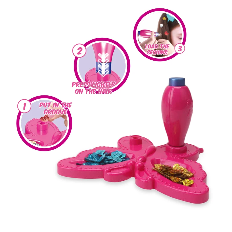 Hair Gem Stamper Kit Blingling Hair Jewels for Girls Toys Hair Styling Tool with Reusable Shining Diamonds Pretend Play Toy Gift
