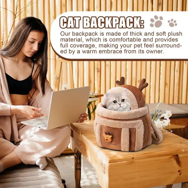 Warm Cat Carrier Bag Elk Design Pet Dog Carrier Front Pack Dog Front Breathable Pet Carry Bag For Puppies And Cats