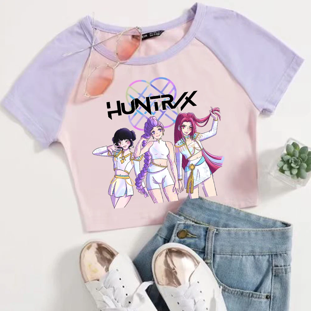 KPop Demon Hunters Crop Top + Shorts Set - Merch Zweiteiler Damen