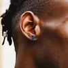 Classic 4 Claws Hippie Stud Earrings for Men Square Blue Zirconia Hiphop Ear Piercing Lobe Accessories Punk Rapper Party Jewelry 5