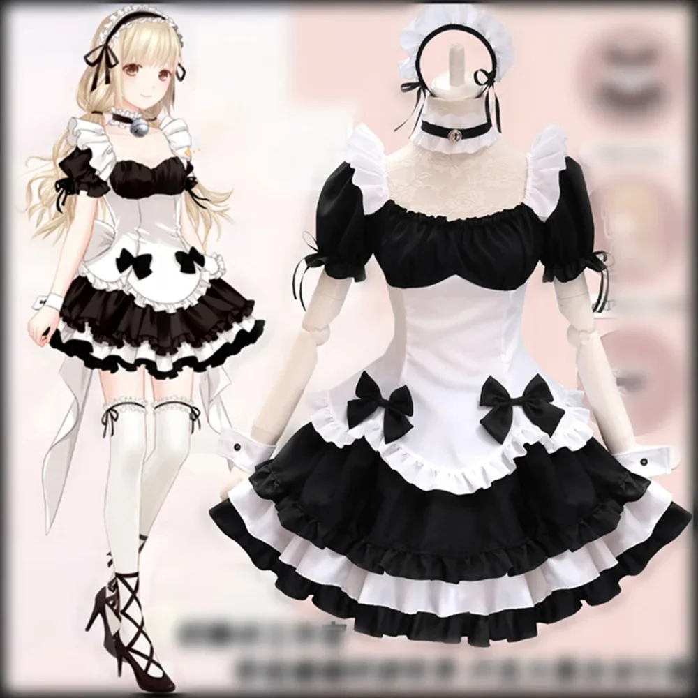 

Anime Black White Chocolate Maid Costumes French Bowknot Maid Skirt Girls Woman Amine Cosplay Costume Waitress Party Costumes