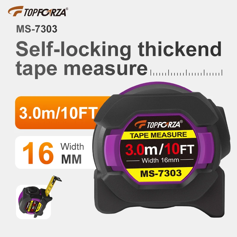 Cinta métrica con bloqueo automático, alta precisión, recubierta de goma, a prueba de golpes, escala ft/m 3/5M/7.5M para construcción, hogar y bricolaje.