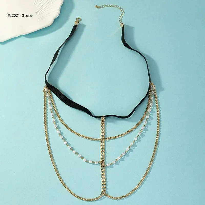 

Pearl Beads Thigh Chain Summer Eye-Catching Elastic Leg Chain for Woman Hot Girl