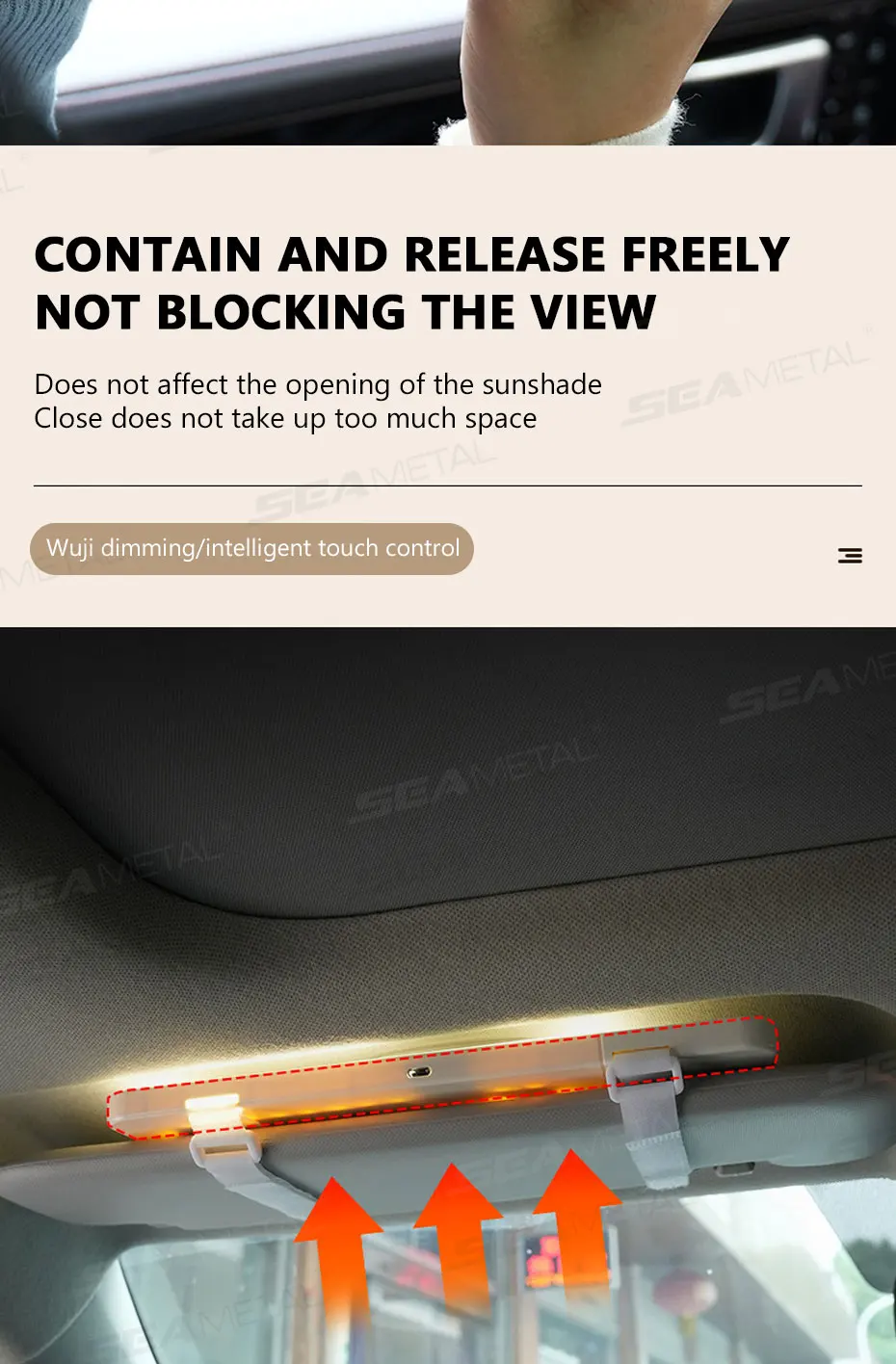 Espejo de maquillaje para automóvil con aumento 3x Espejo de tocador con visera táctil, espejo de maquillaje con carga de luz de relleno conmutable de 3 colores » Espejo de maquillaje para automóvil con aumento