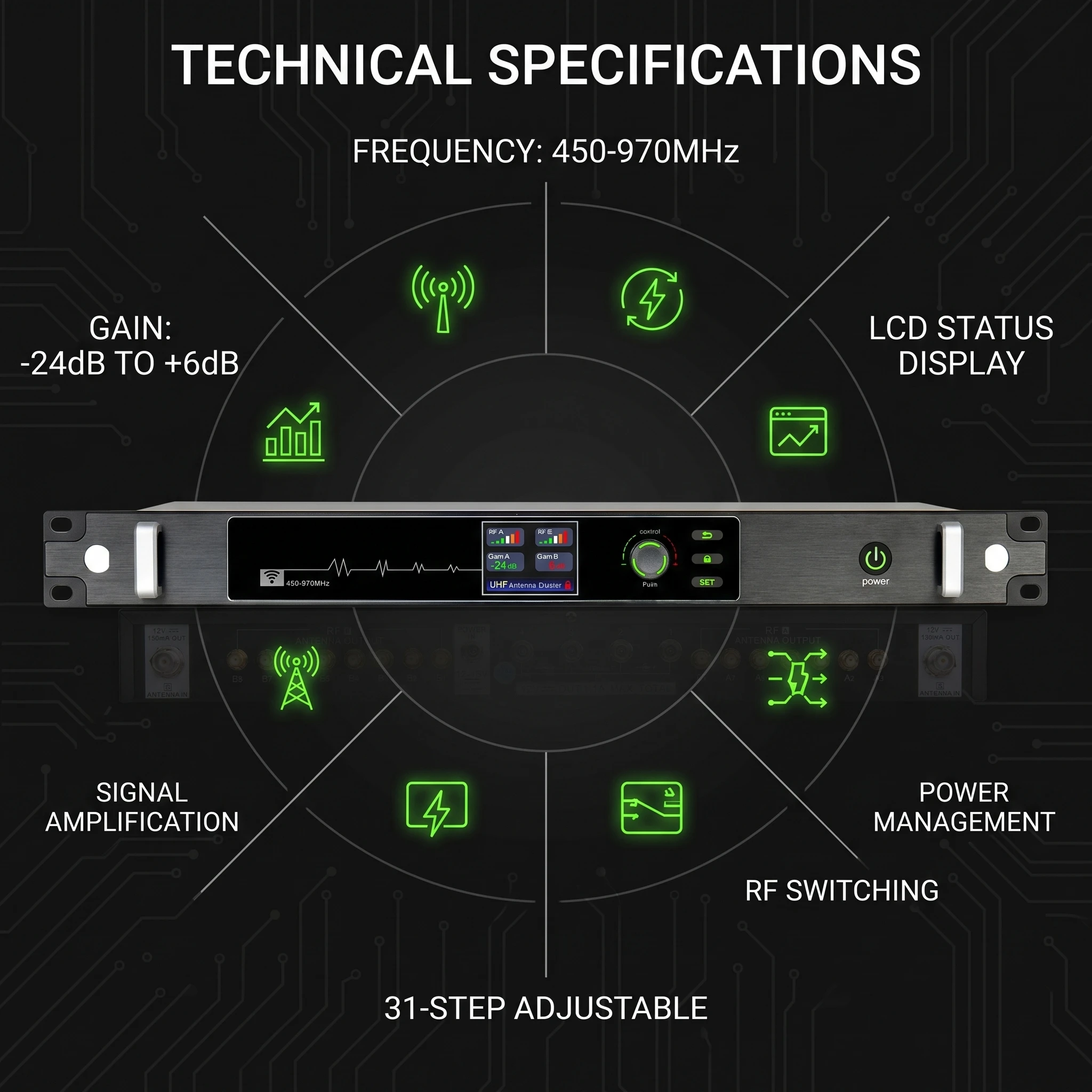 폴킷슨 AT-16pro 450-970MHz 안테나 분배 시스템 무선 마이크 앰프 분배기 초안정 제로 레이턴시 스테이지용