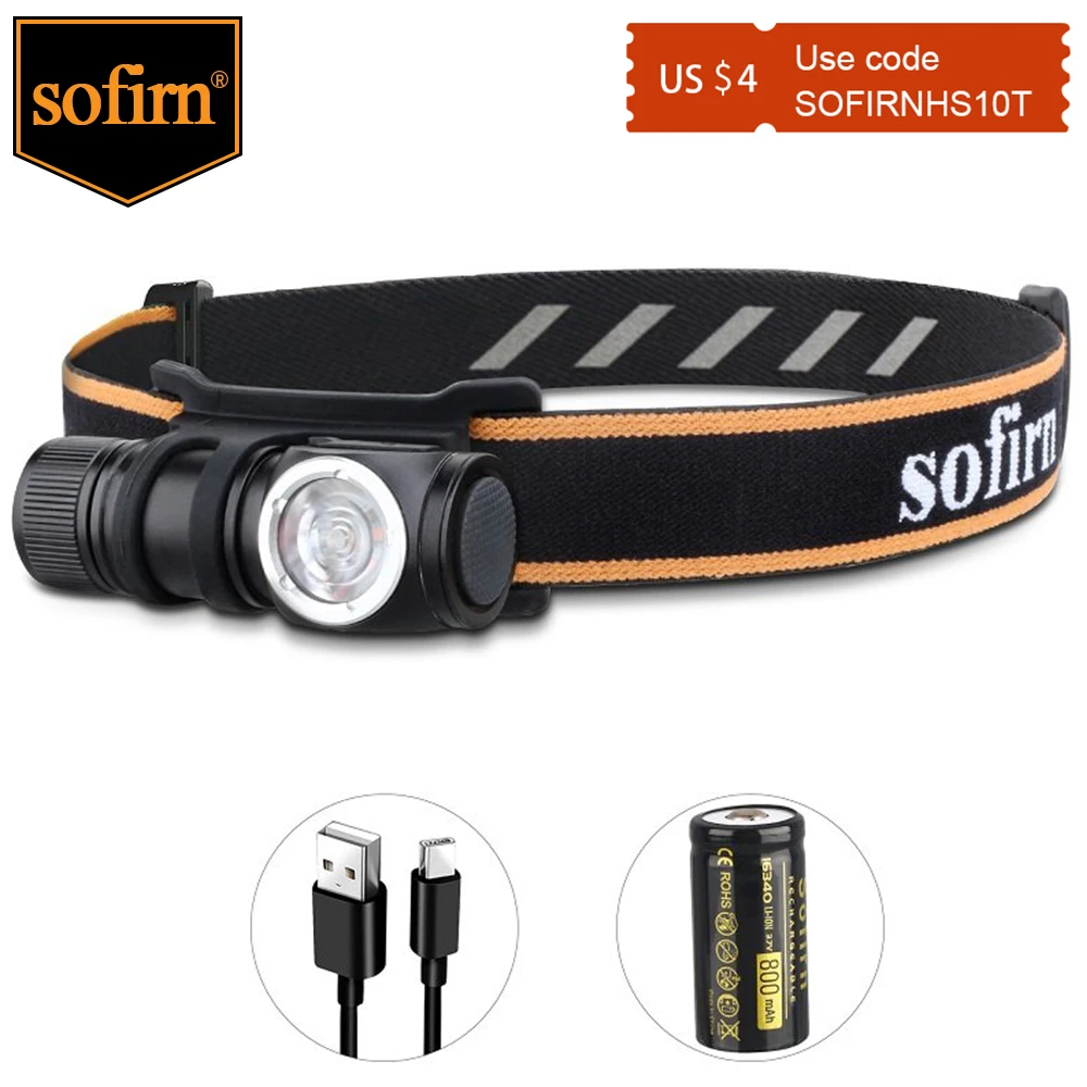 Sofirn HS10 USB C Rechargeable Mini 16340 Headlamp 1100lm LH351D 90CRI Angle Flashlight TIR Optics with Magnet Tail 2 Groups