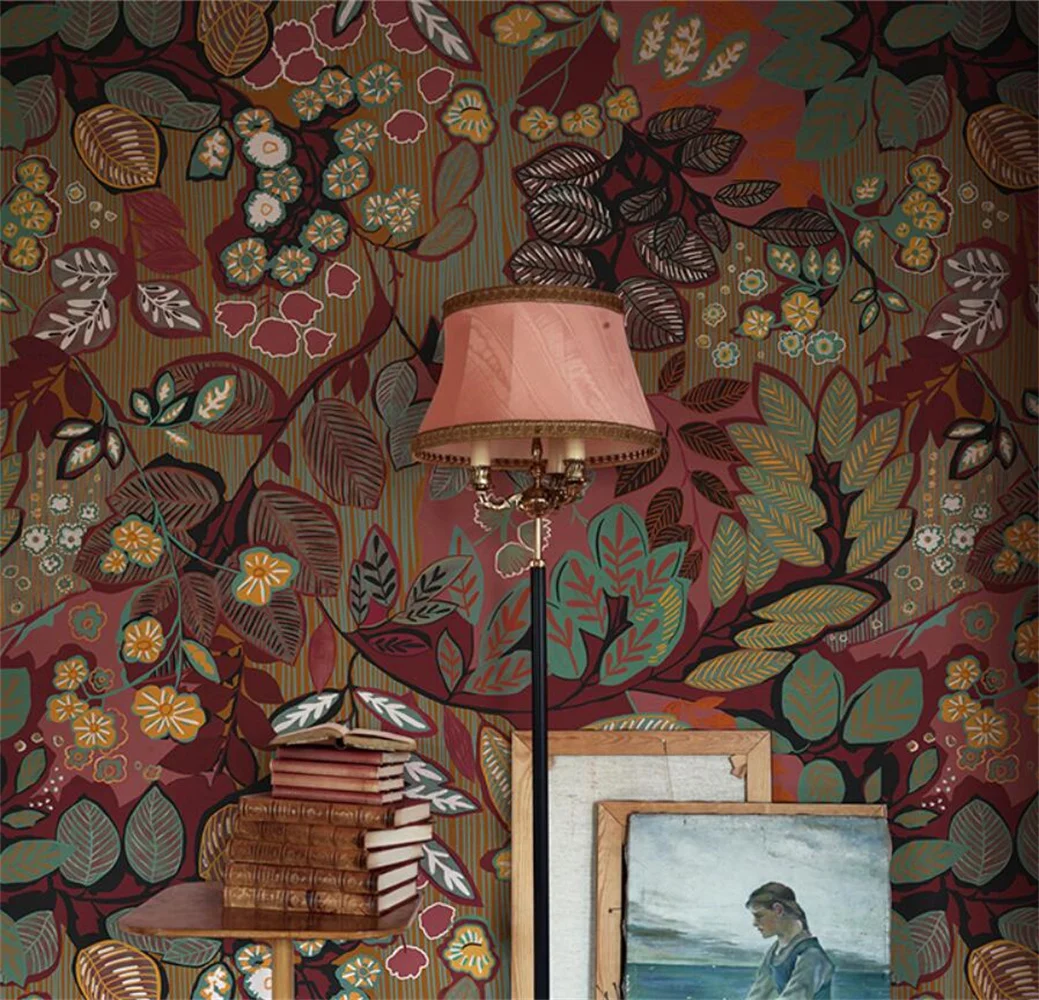Flor Americana 3d Papel de Parede Sala tv Pano Quarto Cabeceira Fundo do Vintage Personalizado Mural