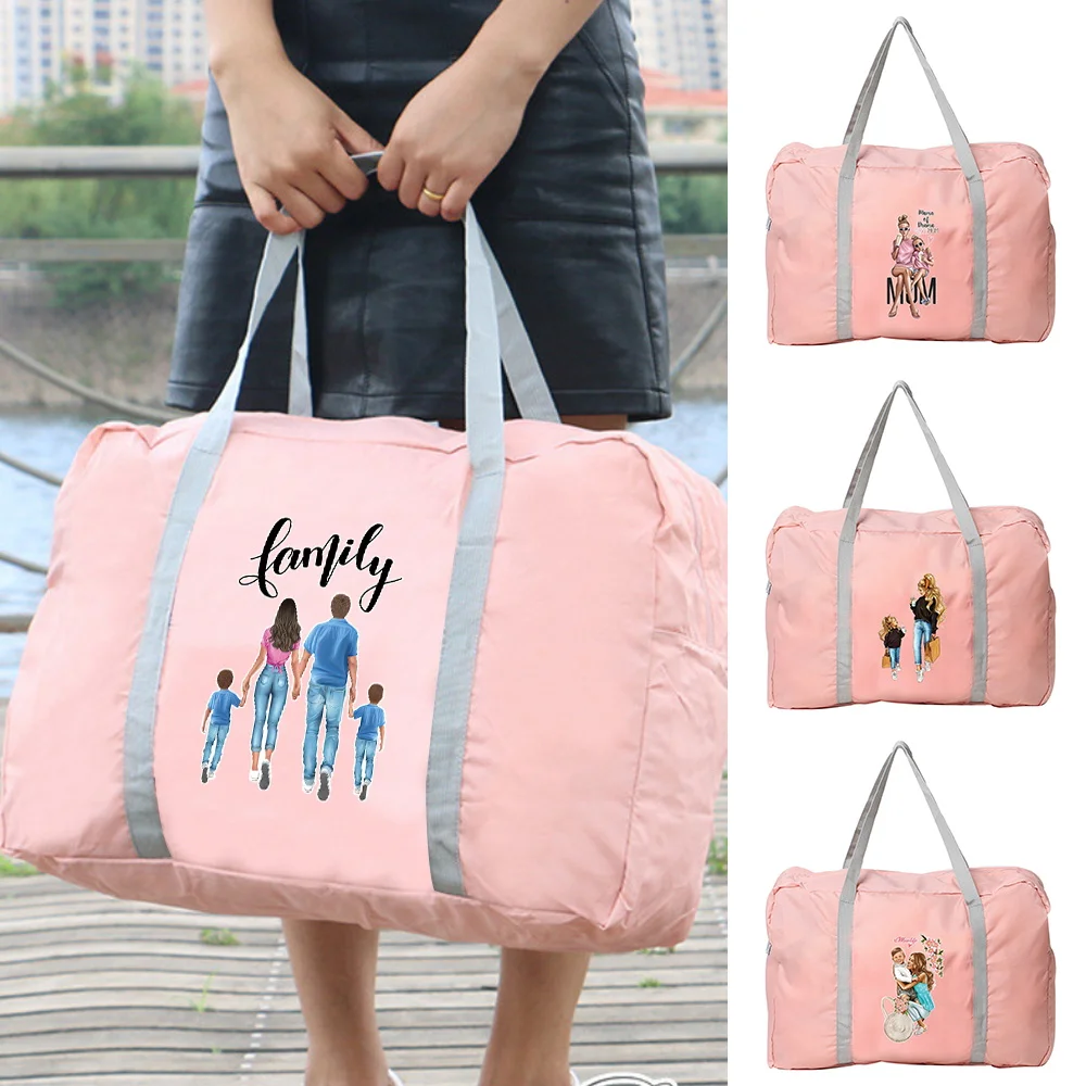 

Women Travel Bag Organizer Outdoor Camping Large Capacity Storage Accessories Bags Mom Print Foldable Zipper Luggage Handbag