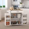 Kitchen Island Rolling Trolley Cart with 1 Drawer & 2 Doors with Storage Racks, Adjustable Shelves, Towel Rack, Seasoning Rack 3