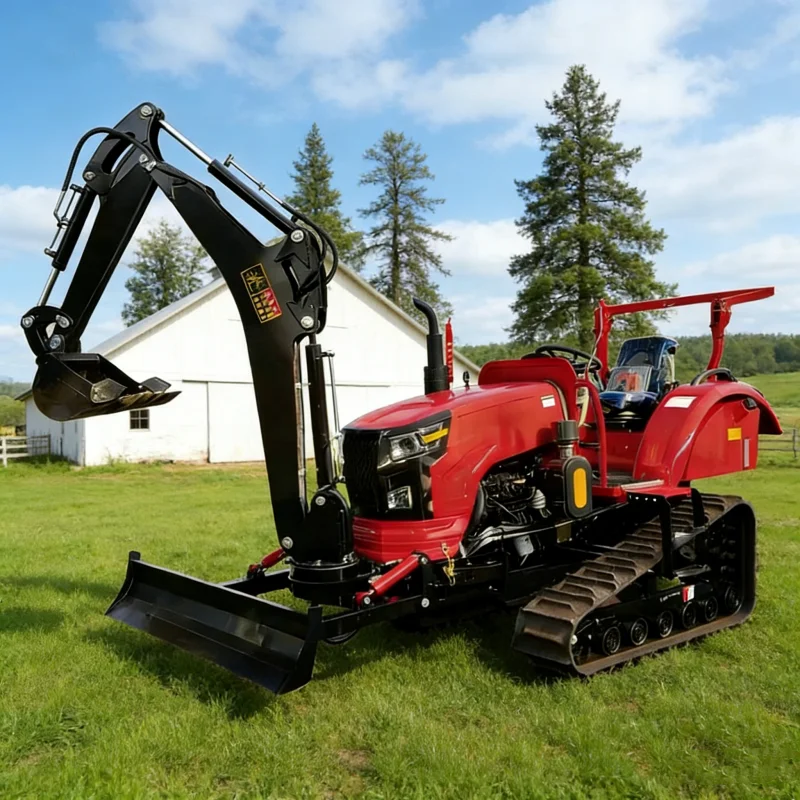 Tracteur sur chenilles personnalisé 50HP, Mini ferme sur chenilles, équipé d'une Machine agricole à plusieurs accessoires pour les terres agricoles de vergers