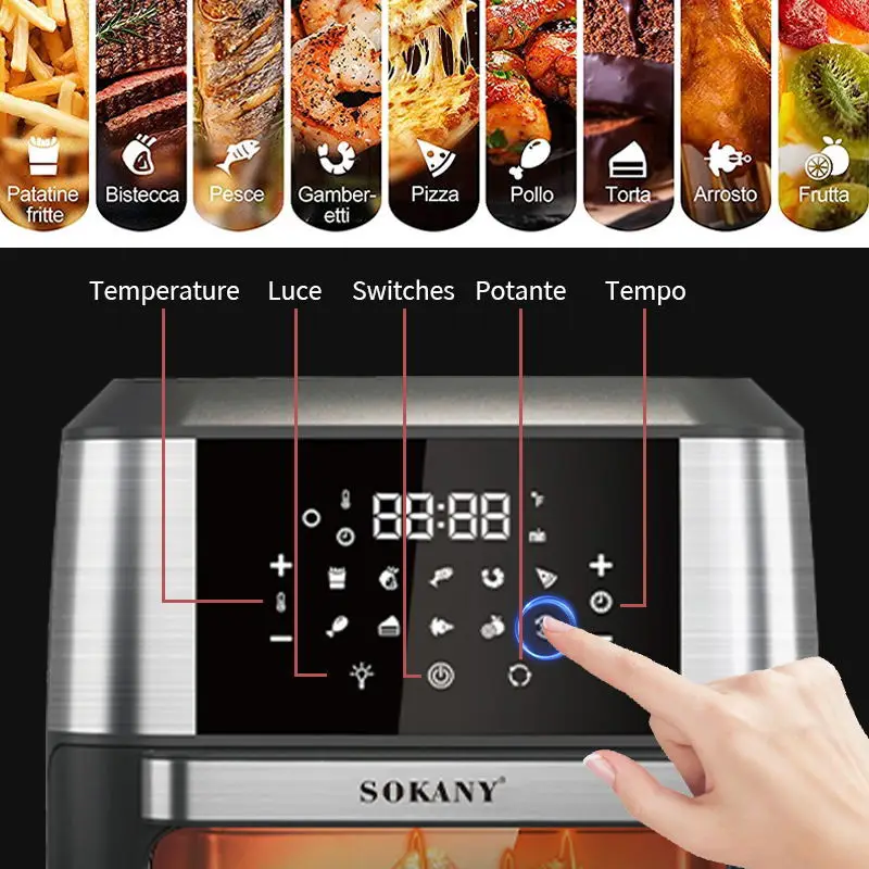 Houselin Air Fryer, Compact 12L, Meat Enthusiasts , Easy Clean Glass Touch Panel & Nonstick Basket,1800W 4