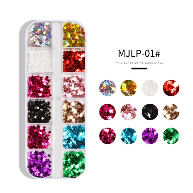 Holographic Butterfly  Heart Multi Shape  Laser Symphony Butterfly Sequins 3D Colorful Sequins Manicure  Nail Art Decoration MJLP-01