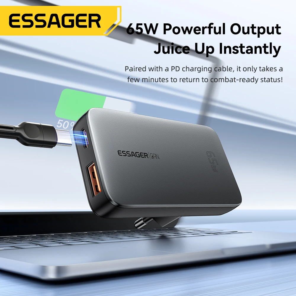 Essager Ultra Thin 65W GaN Travel Charger Quick Charge 4.0 thumbnail 5