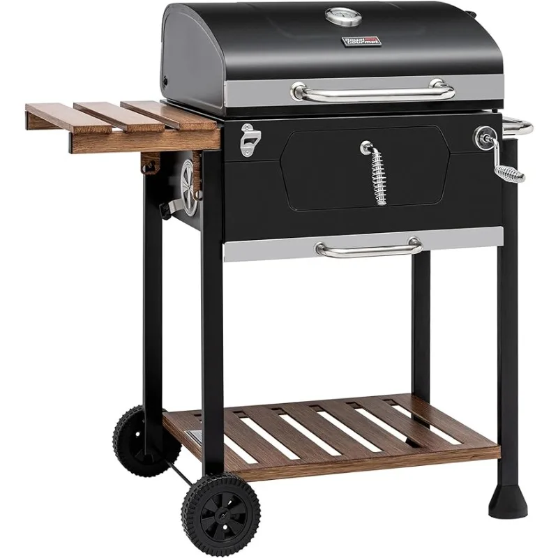 

Royal Gourmet CD1824M 24-Inch Charcoal Grill, BBQ Smoker with Handle and Folding Table, Perfect for Outdoor Patio