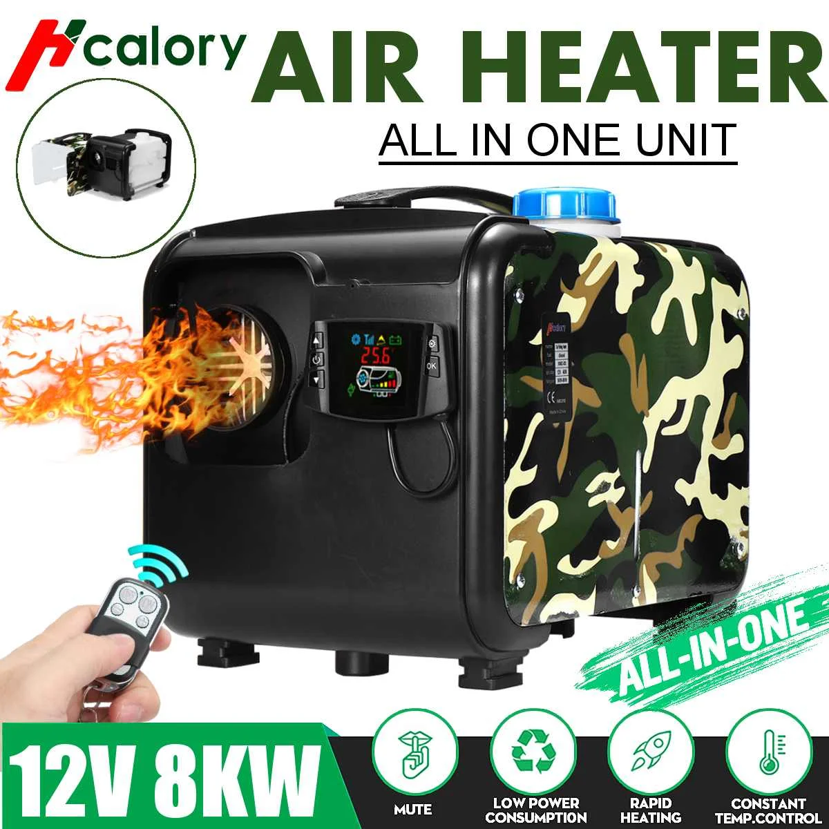 

All In One 1-8kW Air diesels Heater Red 8KW 12V One Hole Car Heater For Trucks Motor-Homes Boats Bus+LCD key Switch+Remote