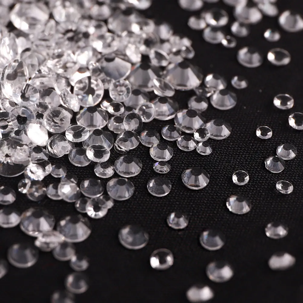 Versatile Mix Size Glitter Glass Rhinestones - Silver Bottom, Non-Hotfix, Perfect for Nail Art and Clothing Embellishment