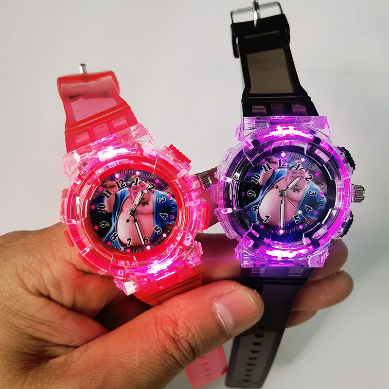 New Watch Children's Movie cartoon characters Luminous Light up Toy Boys and Girls Kids Fashion Quartz Wristwatches Gift 2